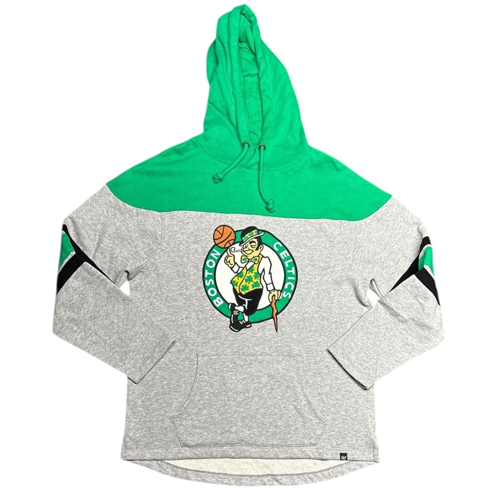 Boston Celtics '47 Men's Green Grey NBA Logo Basketball Pullover Hoodie ~ Size M